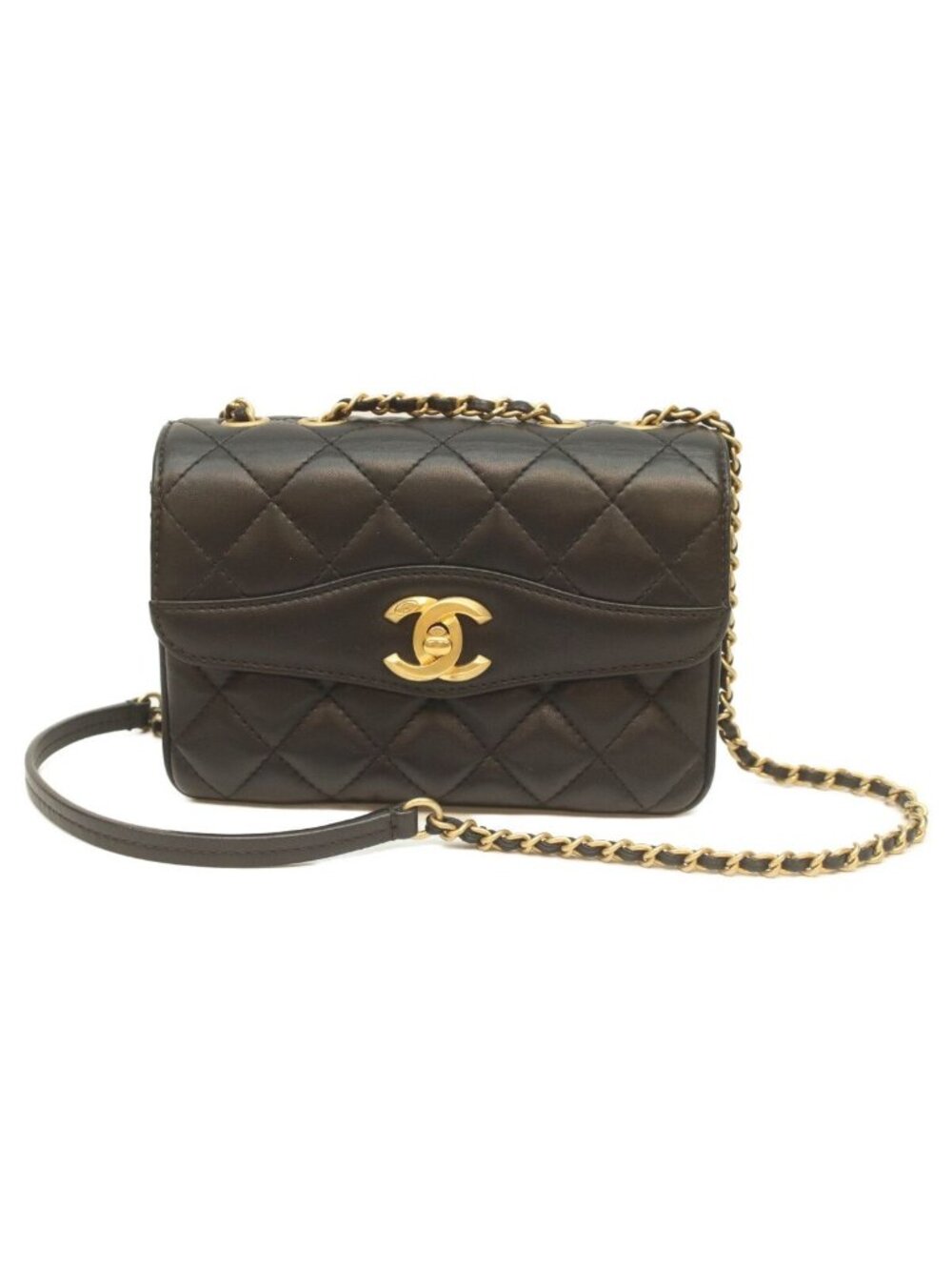 Chanel 24 Black Rum Gold Herevintage Flap Bag Mini Quilted 18